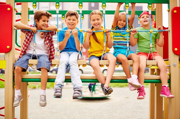 happy children on the playground